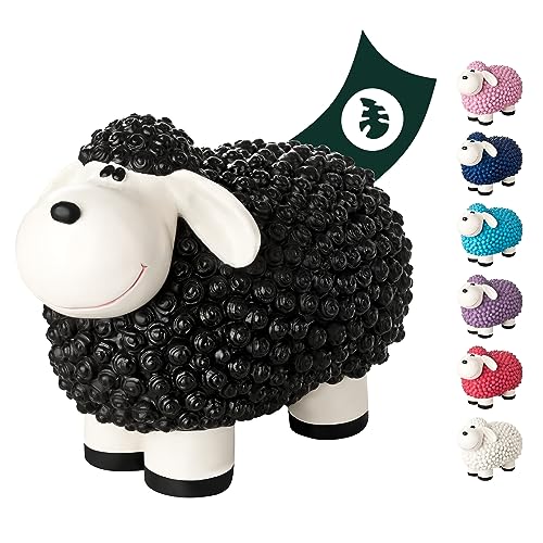 VERDOBA Mini Deko Schaf für den Garten, wetterfest - schwarzes Deko-Schaf Molly - Gartenfigur Schafe Gartendeko außen Dekofiguren (Schwarz)