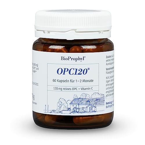 BioProphyl® OPC120® plus Acerola - Das Original - 120 mg reines OPC aus 300 mg Traubenkernextrakt ohne Magnesiumstearat in außergewöhnlich hoher Qualität - zertifiziert - mit Vitamin C aus der Acerolakirsche - 60 pflanzliche Kapseln für 1 Monat