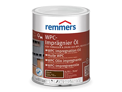 Remmers WPC-Imprägnier-Öl braun, 0,75 Liter, lösemittelbasiertes WPC Öl für innen und außen, für Terrassen, Zäune oder Gartenmöbel aus WPC, Resysta und Bambus geeignet, WPC Öl für Terrassen
