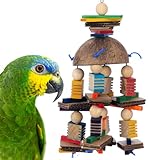 Super Bird Creations SB1224 Kokosnuss Mobile Vogelspielzeug - Befriedigt den Kauinstinkt - Ringnecks Medium Conures Quakers, African Grey - Fördert Schnabelerkundung - Ideal für mittelgroße bis große