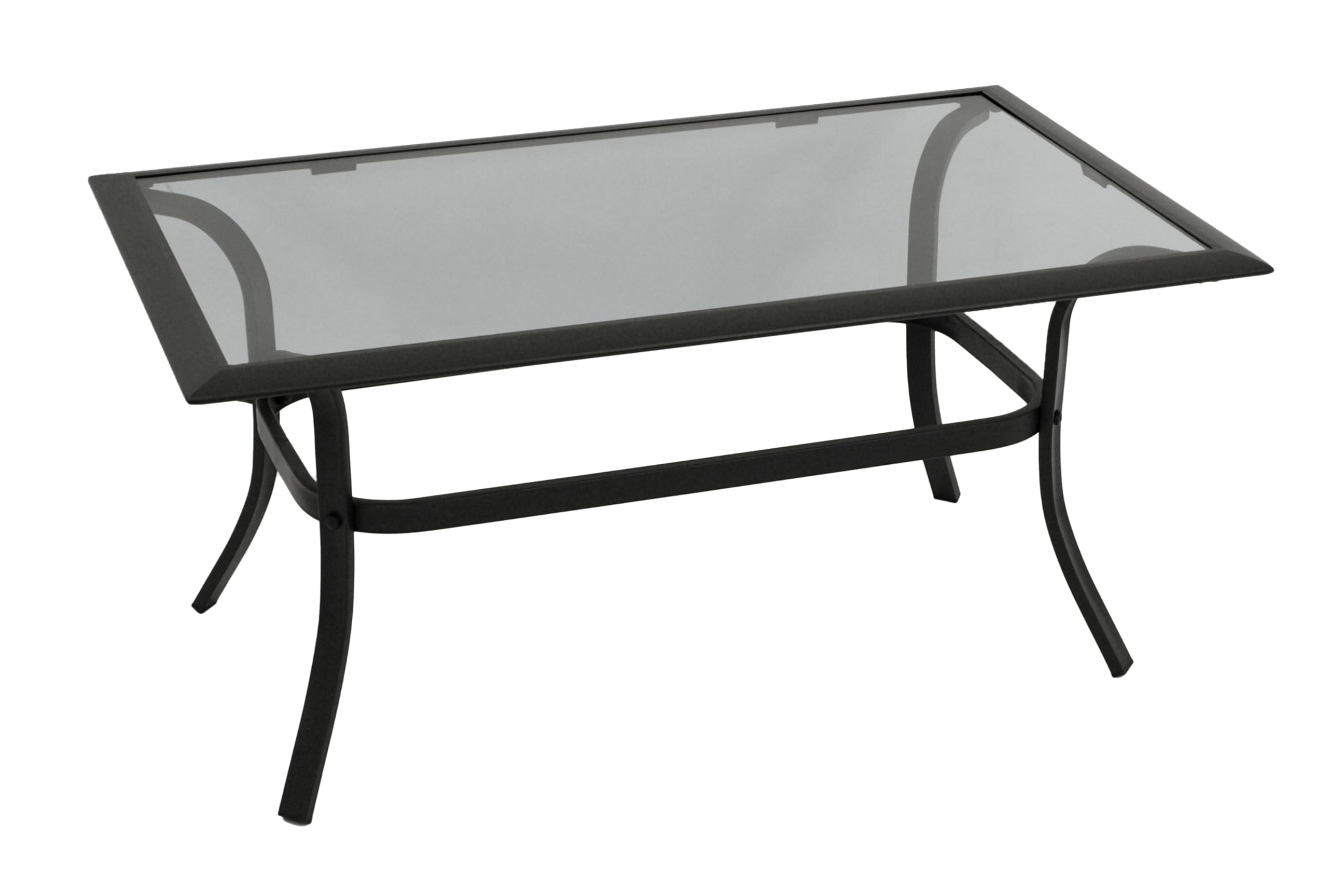 DEGAMO Beistelltisch Zagreb 102x61x48cm, Stahl schwarz, Tischplatte Glas grau getönt, Indoor und Outdoor