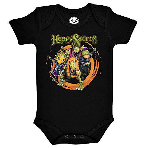 Metal Kids Heavysaurus (Rock 'n Rarr) - Baby Body, schwarz, Größe 56/62 (0-6 Monate), offizielles Band-Merch
