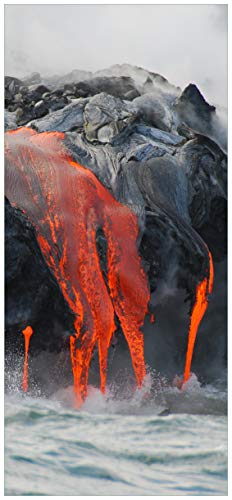 Wallario Selbstklebende Türtapete Lavastrom ins Meer - Türposter 93 x 205 cm Abwischbar, rückstandsfrei zu entfernen