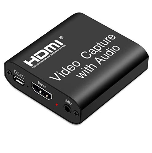 GRACETOP HDMI Capture Card USB, 1080P 60fps HDMI auf USB 2.0 Capture Card für Live-Streaming, Broadcasting, Videoaufzeichnung, kompatibel mit PS3/4, Xbox One & Xbox 360 (HDMI zu USB Mic)