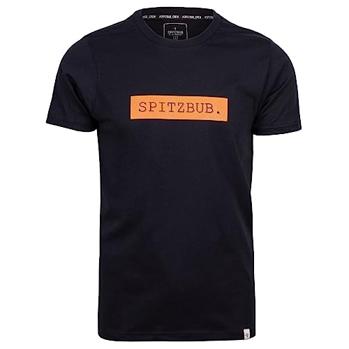 Spitzbub Herren T-Shirt in Schwarz mit Orangem Aufdruck (S)
