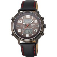 ETT Eco Tech Time Funk Solar Weltzeit Herren Uhr Chronograph mit Leder Armband EGS-11452-22L