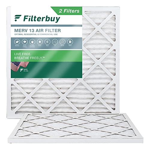 Filterbuy 16x16x1 Luftfilter MERV 13 Optimal Defense (2er-Pack), plissierter HVAC AC Ofen Luftfilter Ersatz (tatsächliche Größe: 39,5 x 39,5 x 1,95 cm)