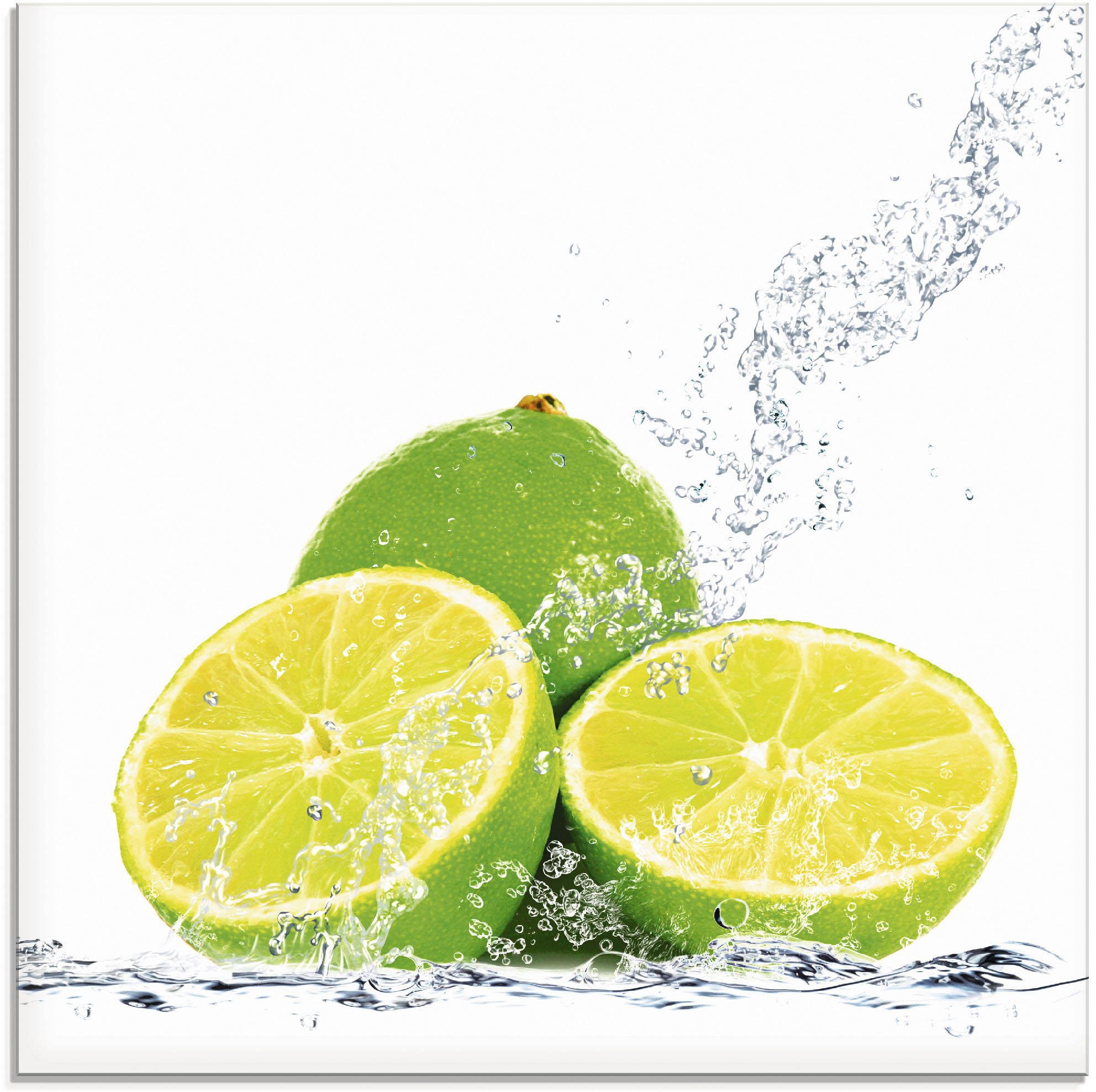 Artland Glasbild "Limette mit Spritzwasser", Lebensmittel, (1 St.)