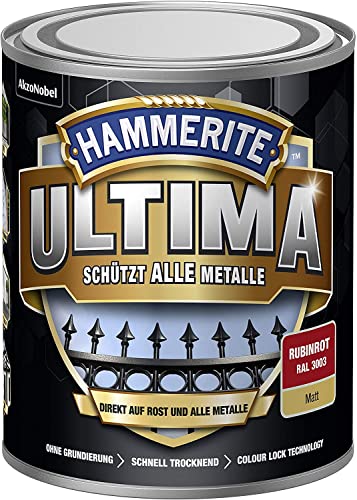 5379757 Hammerite ULTIMA Metallschutz Lack Rost 750ml Matt Rubinrot RAL 3003