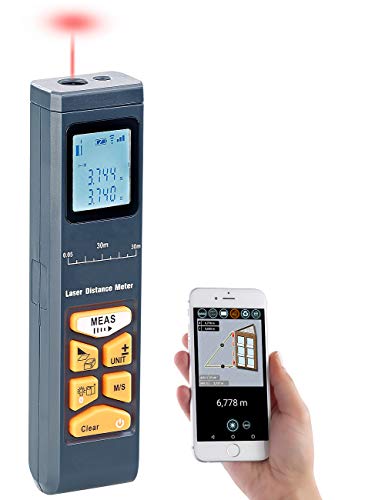 AGT Digital Massband: Laser-Entfernungsmesser mit LCD & Bluetooth, Messbereich 5 cm - 30 m (Laser Maßband)