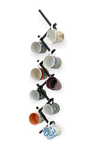 DanDiBo Tassenhalter Wand Metall Hakenleiste mit 10 Haken 96280 Schwarz 80 cm Tassenhaken Küche Becherhalter Tassenständer Tassenregal Wandmontage