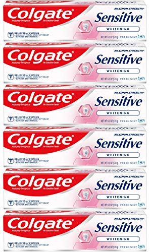 Colgate Sensitive Maximum Strength Whitening Zahnpasta, Minze, 170 ml (6 Stück)