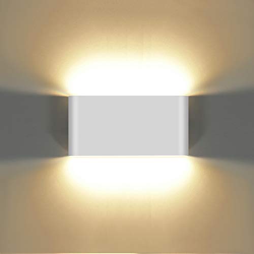 KAWELL 12W Modern Wandlampe LED Wandleuchte Up Down Aluminium Wandbeleuchtung Wasserdicht IP65 Innen Außen für Schlafzimmer Badezimmer Wohnzimmer Flur Treppen Korridor, Weiß 3000K