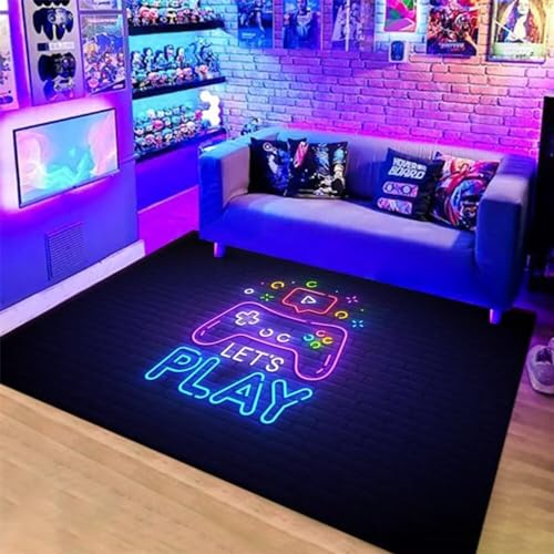 XINGXISHI 3D Gamepad Gamer Teppich Kinder Jungen Teenager Groß Kinderzimmer Gaming Teppich Schlafzimmer Dekoration Wohnzimmer Modern Weich Kinderteppiche Waschbarer