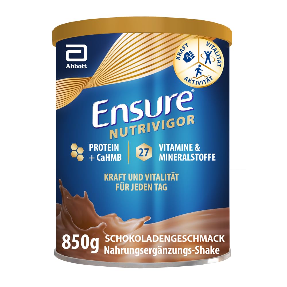 Ensure NutriVigor Schoko Shake – 1 x 850 g – Nahrungsergänzungsmittel mit CaHMB, Proteinen und 27 Vitaminen und Mineralstoffen – Für eine gesunde, ausgewogene Ernährung