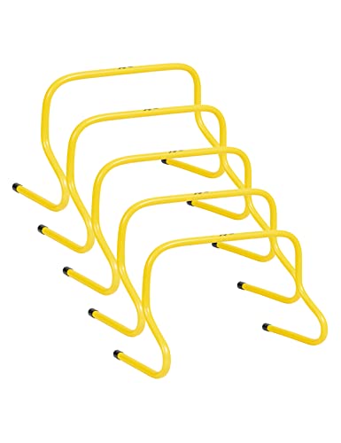 JELEX Agility Trainingshürden 5er-Set Verschiedene Größen, Koordinationshürden Trainingsequipment gelb, geeignet für Indoor und Outdoor Übungen aus robustem Kunststoffmaterial (30 cm)