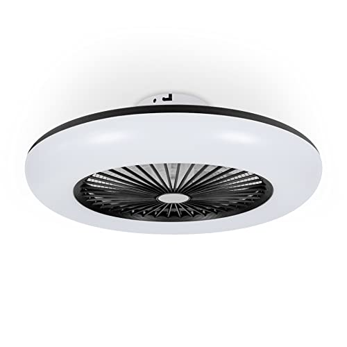 Noaton 11055B Callisto, Schwarz, Deckenventilator mit Beleuchtung, LED Dimmbar, 3 Farbtemperaturen, Fernbedienung, Timer, Luftdurchsatz bis zu 45 m3/min, für Wohnzimmer Schlafzimmer Ø55cm