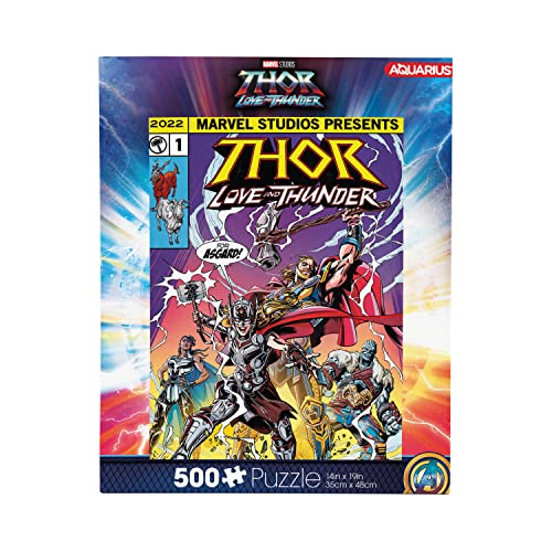 AQUARIUS Marvel Thor (500-teiliges Puzzle) – blendfrei – präzise Passform – offiziell lizenziertes Marvel Comics Merchandise & Sammlerstücke – 35,6 x 48,3 cm