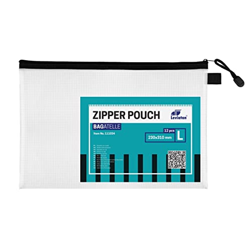 LEVIATAN 12er Set A4 Zip-Beutel Reisetasche Transparente Reißverschlusstaschen Reißverschluss Dokumententaschen Wasserdichte Bag Lagerung von Schreibwaren, Kosmetikwaren