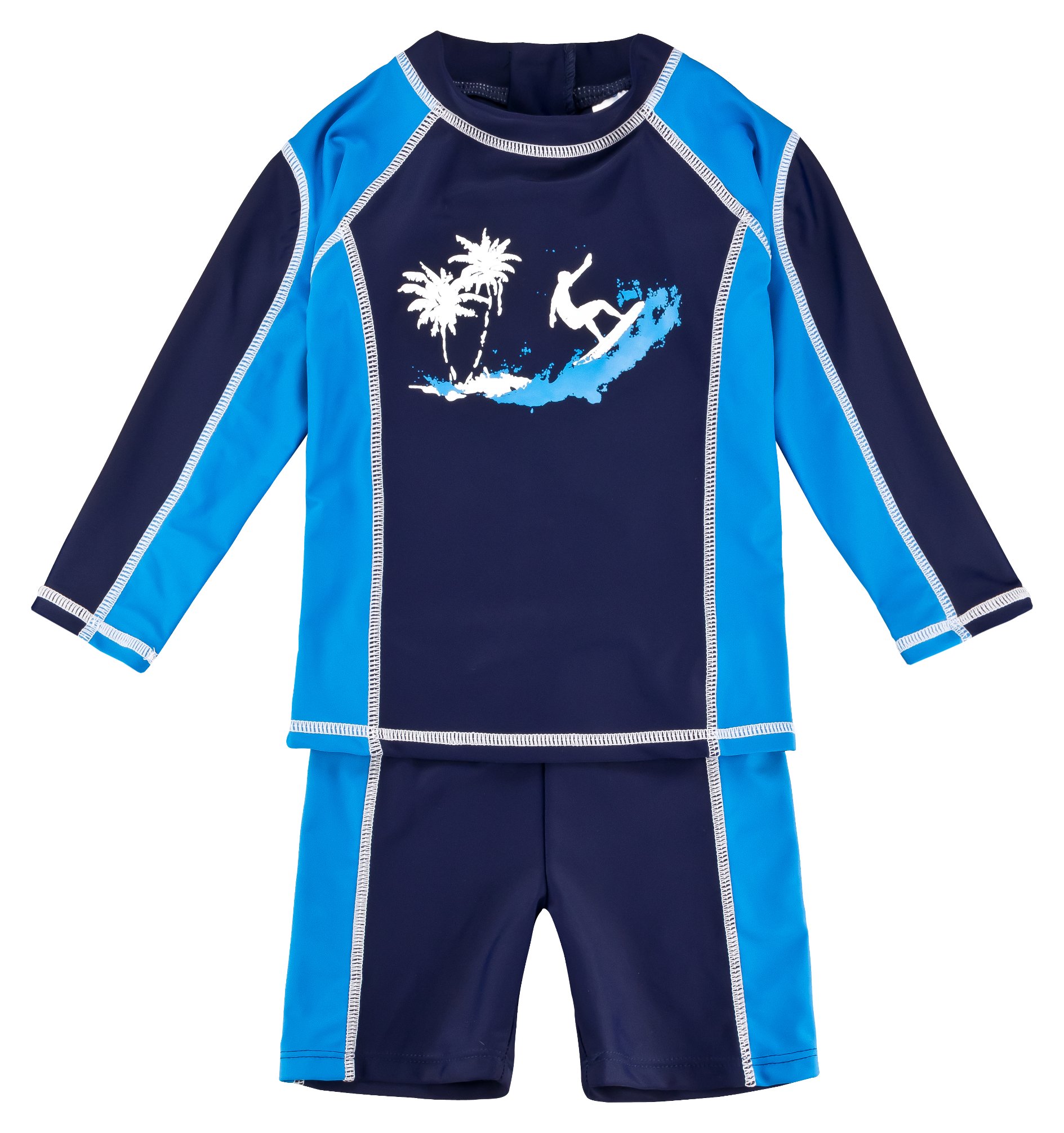 Landora®: Baby- , Kinder-Badebekleidung langärmliges 2er Set mit UV-Schutz 74-80 Blau