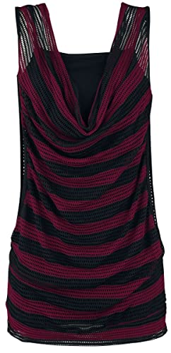 Forplay RED by EMP 2 in 1 Double Layer Stripe Mesh Top Frauen Top schwarz/rot S