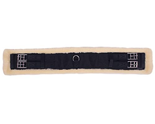 ARBO-INOX - Sattelgurt - mit Fellimitat - schwarz - Rollschnallen (55cm)
