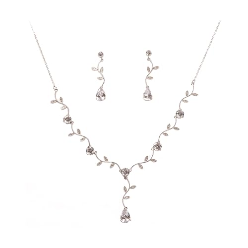 Shmily Premium Zirkonia Schmuckset Collier Kette Ohrringe Ohrstecker KS0012