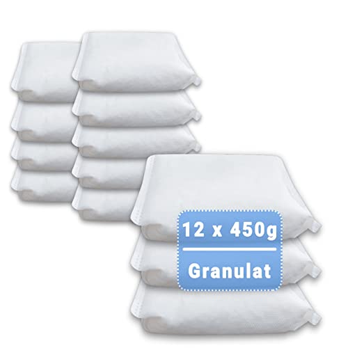 12 x 450 Gramm -(4J)- Luftentfeuchter Nachfüllpack Vliesbeutel XXL Box Granulat Nachfüllen Raumentfeuchter (neutraler Duft)