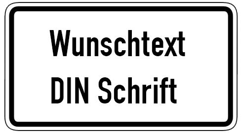 Verkehrzzeichen Zusatzschild 330 x 600 mm, Reflexfolie Klasse RA1, mit schwarzem Rand und Wunschtext