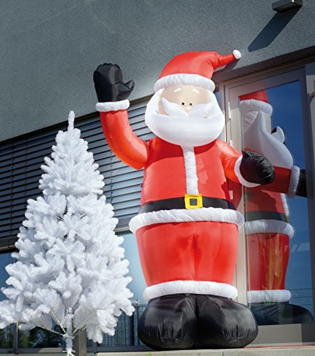 infactory Aufblasbarer Nikolaus: Winkender Leucht-Weihnachtsmann, aufblasbar, 270 cm (Aufblasbare Weihnachtsdeko aussen)