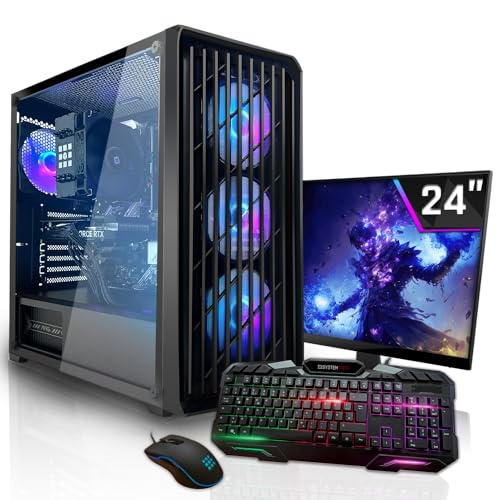 Gaming PC Komplett Set/Multimedia Computer inkl. Windows 10 Pro 64-Bit! - AMD Quad-Core A10-9700 Pro 4 x 3.8 GHz - AMD Radeon HD R7-16GB DDR4 RAM - 256GB SSD - 24-Zoll TFT Monitor - 24-Fach