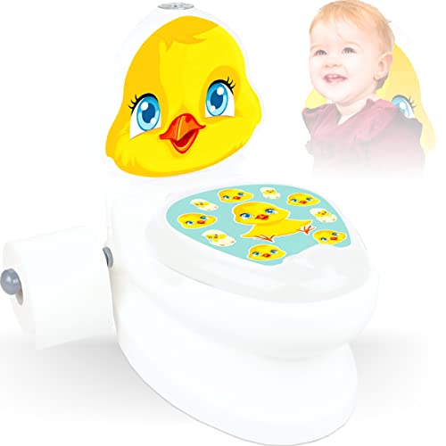 Toilette für Kleinkinder erste Kindertoilette leuchtende Spültaste und Spülgeräusch Ideal für Kinder Toiletten - Training (Küken)
