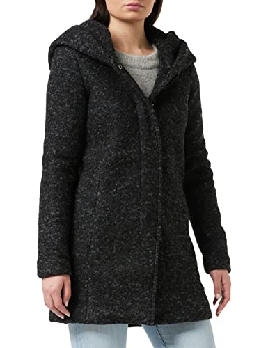 ONLY NOS Damen ONLSEDONA Boucle Wool Coat OTW NOOS Mantel, Schwarz(BlackMELANGE), 38 (Herstellergröße: M)