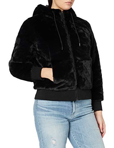 Superdry Womens Storm Premium FUR Cardigan Sweater, Black, 10