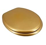 ADOB WC Sitz Klobrille Holzkern Farbe Gold, extrem stabil, messing verchromte Scharniere, WC-Brille WC-Deckel, 85069