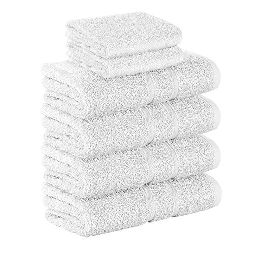 StickandShine 6 TLG. (2X Gästehandtuch / 4X Handtuch) in weiß / Premium Frottee Set aus 100% Baumwolle mit 500g/m² 6er Pack
