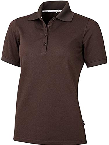 agon Damen Pique Polo-Shirt - Kurzarm-Shirt mit Knopfleiste für Frauen, bügelfrei und atmungsaktiv, für Sport und Business, Made in EU (Dunkelbraun, XXL)