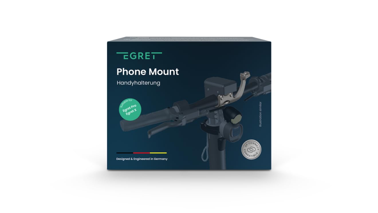 Phone Mount, Handyhalterung exklusiv für Egret E-Scooter Pro, X und X+, Lenkerklemme mit Arm, Adapterstück für SP Connect TM (Egret X / Egret Pro)