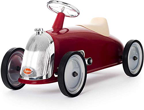 Baghera Rutschauto Rot | Rutschfahrzeug XL für Kinder mit zahlreichen lebensechten Details | Retro Rutschauto für Kinder ab 2 Jahren