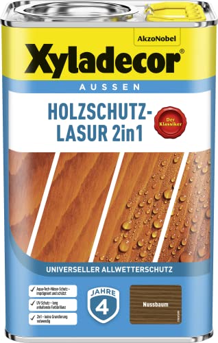 Xyladecor Holzschutzlasur 4 l Außen Imprägnierung Holzschutzmittel (Nussbaum)