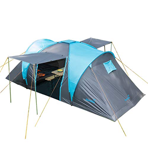 Skandika Kuppelzelt Hammerfest für 4 Personen | Campingzelt mit eingenähtem Zeltboden, mit/ohne Sleeper Technologie mit schwarzen Kabinen, 2 Schlafkabinen, 2 m Stehhöhe, 3000 mm Wassersäule (Basic Version)