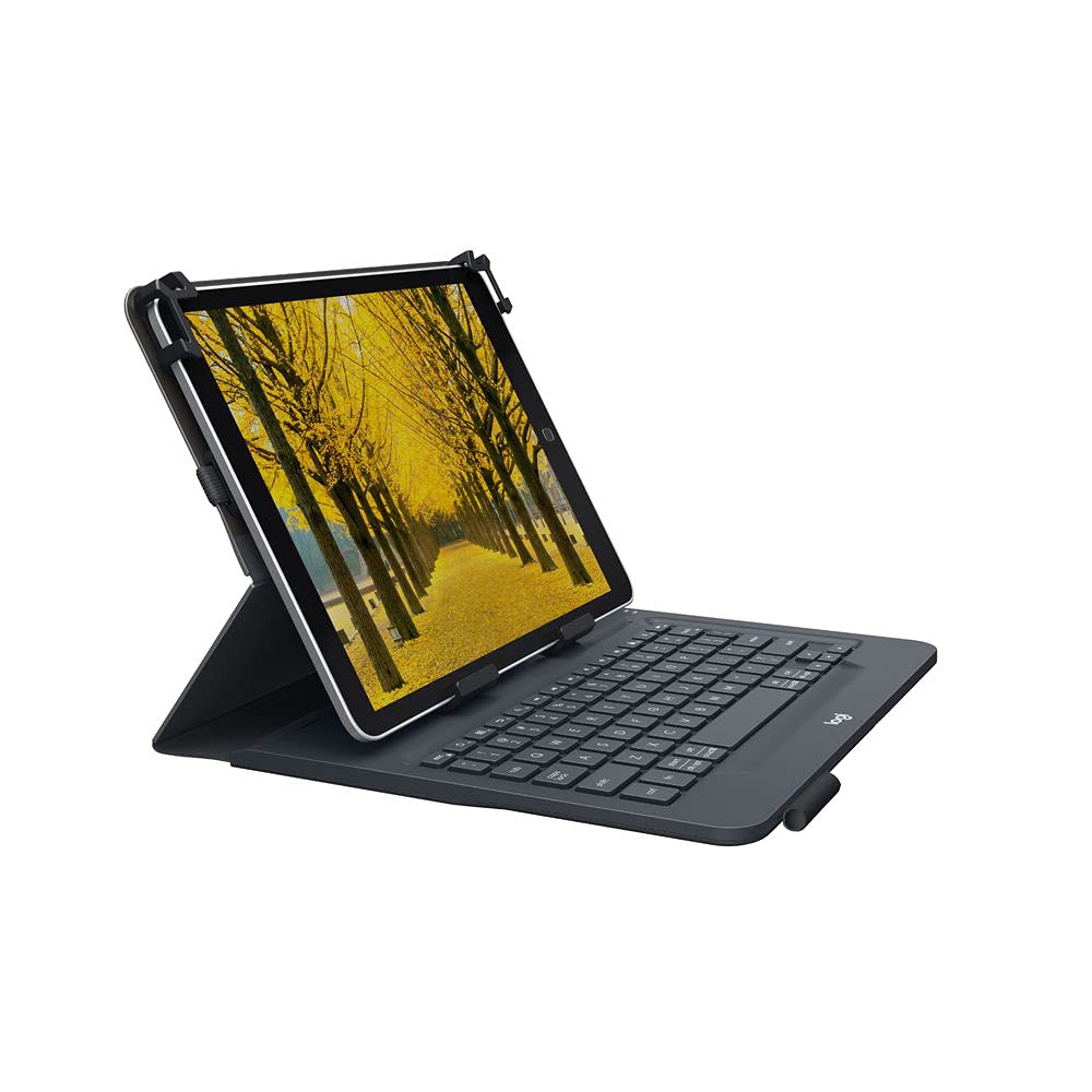 Logitech Universal Folio Tablet-Hülle mit Kabelloser Tastatur, Bluetooth, 2-Jahre Batterielaufzeit, Für 9 Zoll- 10 Zoll Tablets, Apple, Android & Windows-OS, Deutsches QWERTZ-Layout