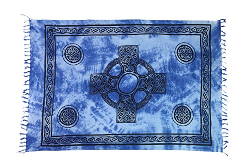 Ciffre Sarong Pareo Wickelrock Strandtuch Handtuch Lunghi Dhoti Wandbehang Keltisch Kreuz Blau