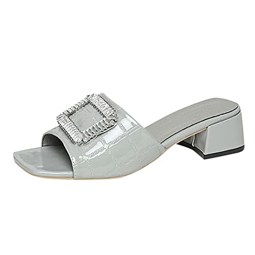 Blaue Schuhe Damen Mode-Sandalen für Damen, Strass, atmungsaktiv, hohe Freizeitschuhe, Damensandalen Schuhe Damen Plateau Blau (Grey, 37)