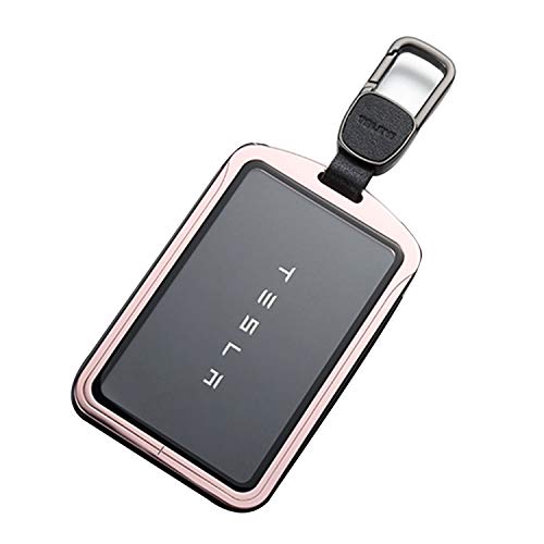 Kwak's Kartenhalter Kompatibel für Tesla Modell 3 Aluminiumlegierung Schlüsselabdeckung Gehärtetes Glasabdeckung All-Inclusive Kartenschutz(1#Gold)