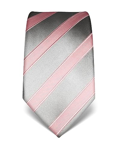 Vincenzo Boretti Herren Krawatte reine Seide gestreift edel Männer-Design zum Hemd mit Anzug für Business Hochzeit 8 cm schmal/breit rosa