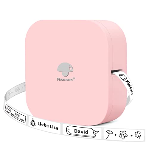 Colorwing Q30 Bluetooth Etikettendrucker, Beschriftungsgerät Selbstklebend Kompatibel Mit Ios Android, Tragbarer Mini Etikettiergerät FüR Zuhause BüRo Schule Etikettierung (Rosa)