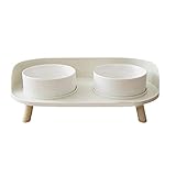 Srliya Runder Keramiknapf, für Hunde und Katzen, Wassernäpfe mit auslaufsicherem Design, Nackenschutz, abnehmbare Keramik-Futternäpfe (weiß)