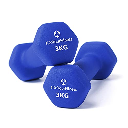 #DoYourFitness 2er-Set Hanteln 2 x 3 kg, rutschfeste & griffige Neoprenoberfläche, Kurzhanteln (Aerobic-Gewichte), Blau