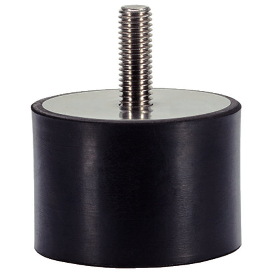 HALDER - Gummi-Anschlagpuffer, zylindrisch/mit Schraube | d1=100 mm / l1=50 mm / Rostfreier Stahl | 25150.1484